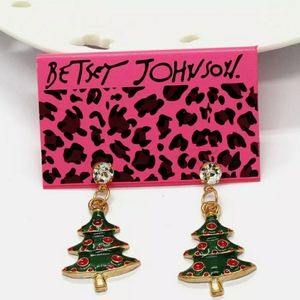 Cute Green Enamel Girl Christmas Tree Crystal Bets